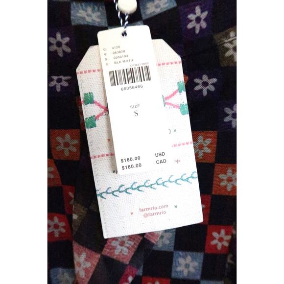 FARM RIO Mesh Check Midi Maxi Ruffle Tiered Skirt Anthropologie S NWT $160 - Picture 7 of 11